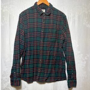 Marine Layer Flannel Shirt Large Blue Green Plaid Button Up